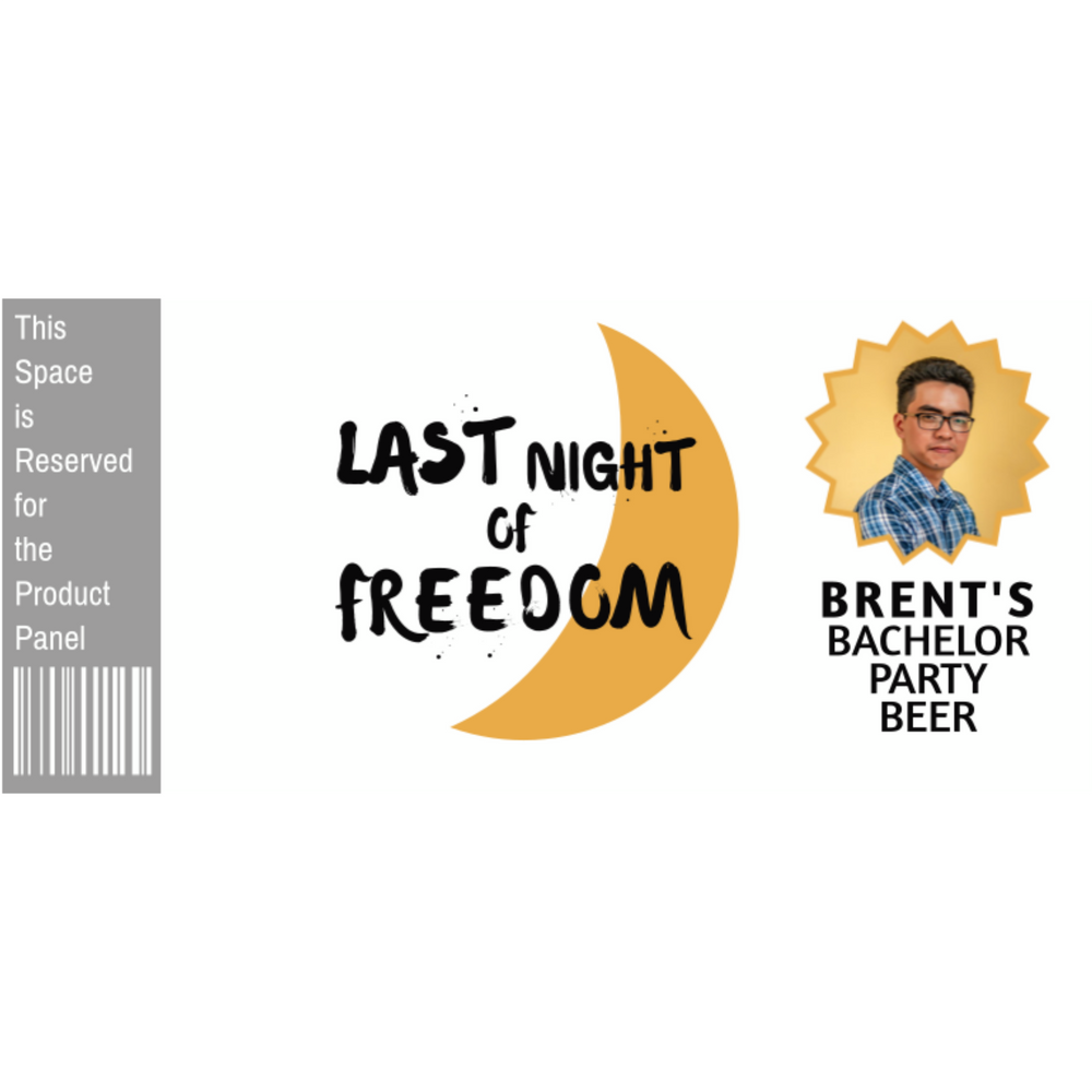 
            
                Load image into Gallery viewer, Last night of freedom bachelor party themed can label with moon, stars and photo. 
            
        