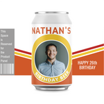 Birthday beer custom label can.