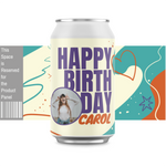 Happy birthday 90s themed can label with photo.
