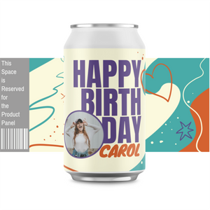 
            
                Load image into Gallery viewer, Happy birthday 90s themed can label with photo.
            
        